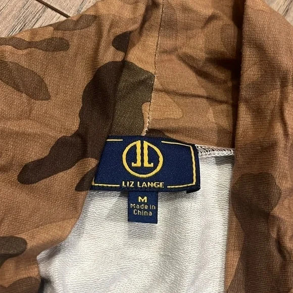 NWT LIZ LANGE open front waterfall brown camo cardigan l, size medium - Picture 2 of 5